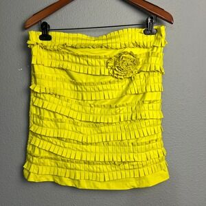 Roommates California Y2K Yellow Ruffle Strapless Top 14/16 Smocked Back‎ Flower